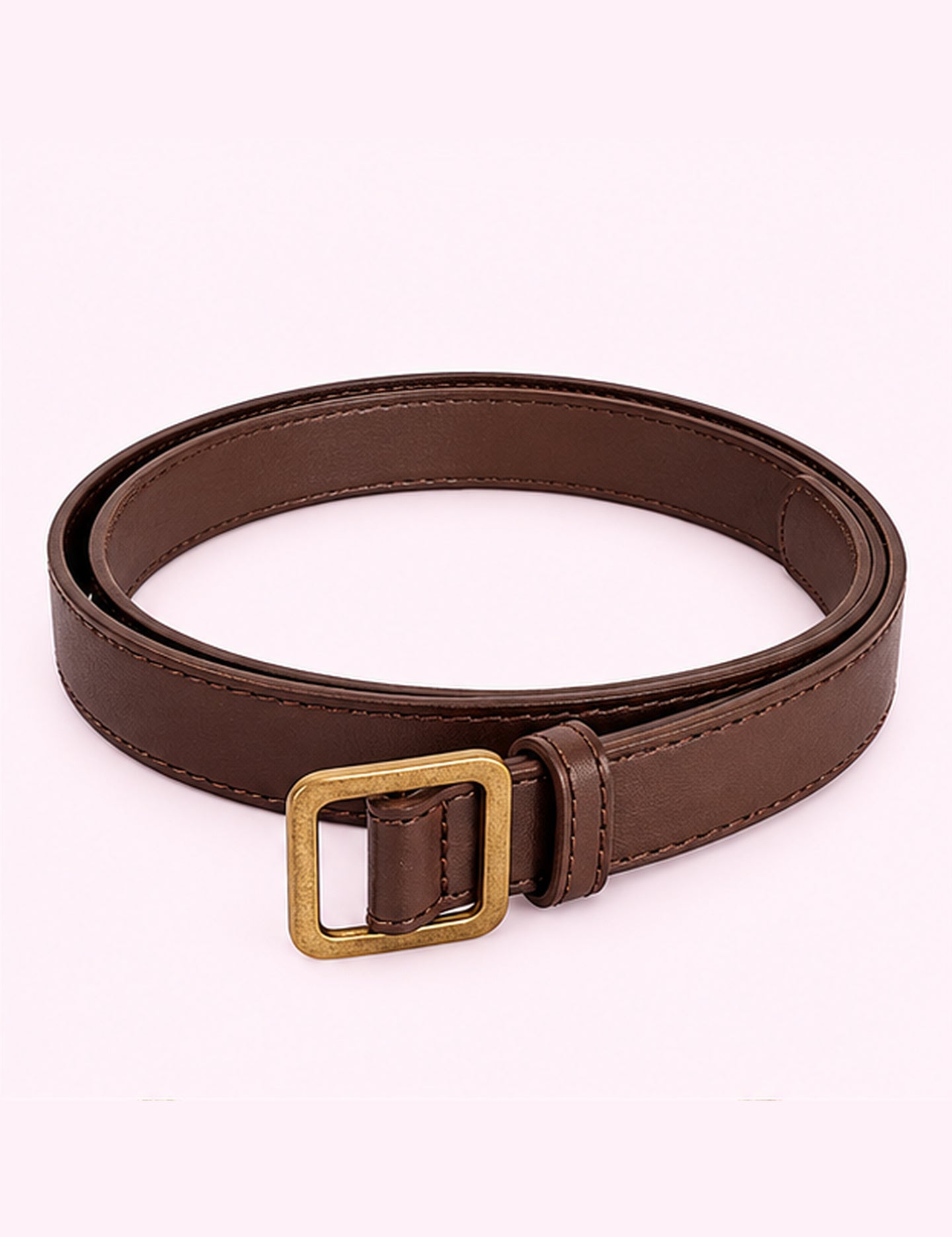 Ninety Nine Boutique super-pale pink accessory product photo: Brown Square Buckle Belt (October 1, 2026)