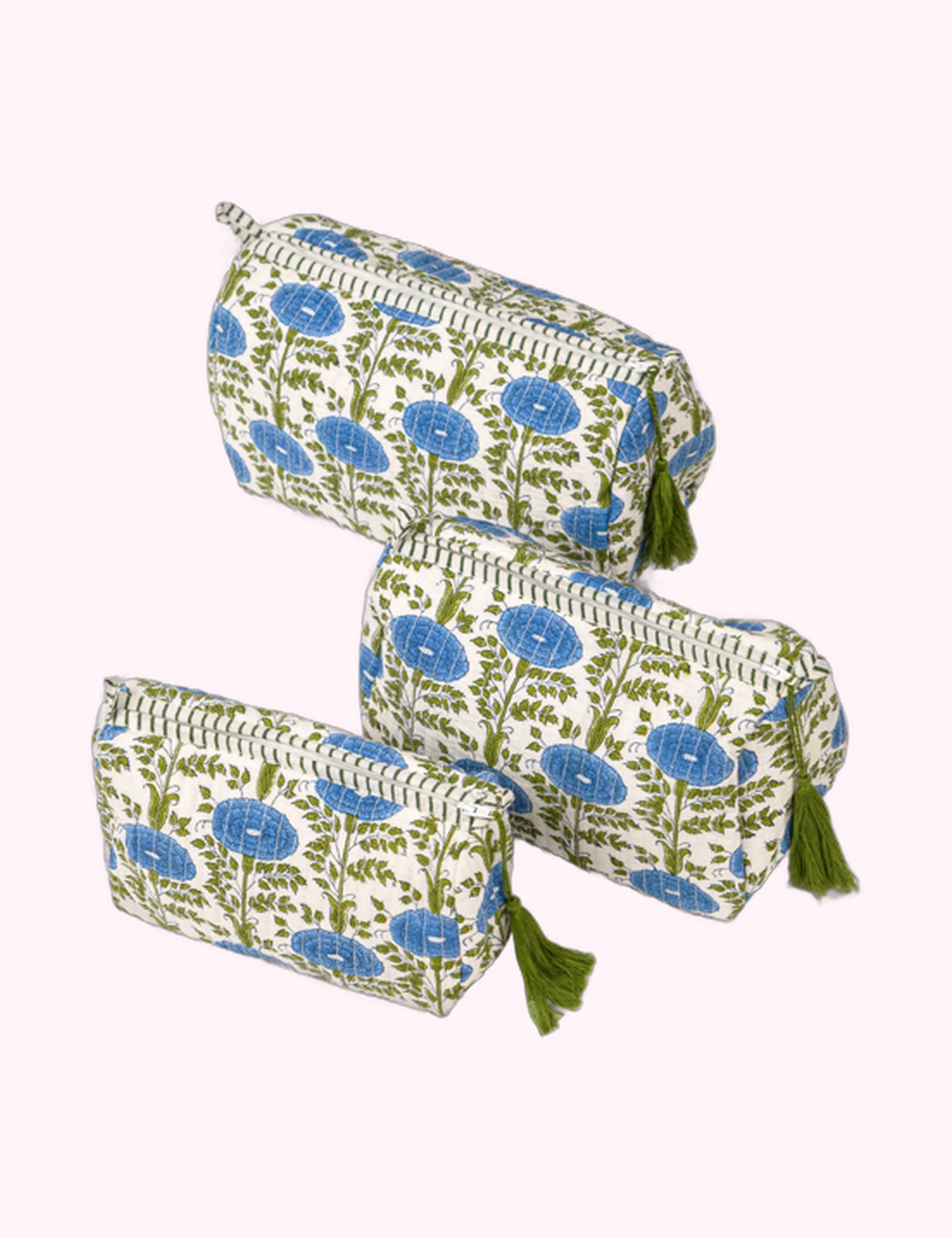 Ninety Nine Boutique super-pale pink accessory product photo: Green Floral Makeup Bag (October 2, 2026)