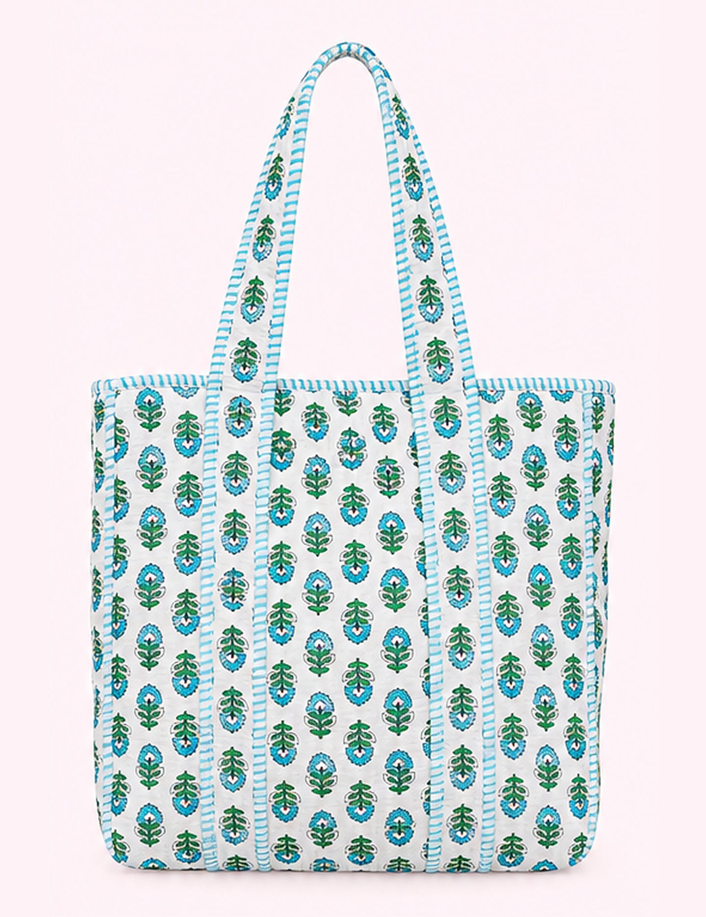 Ninety Nine Boutique super-pale pink accessory product photo: Floral Quilted Cotton Tote Bag (October 1, 2026)