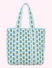 Ninety Nine Boutique super-pale pink accessory product photo: Floral Quilted Cotton Tote Bag (October 1, 2026)