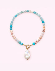 Ninety Nine Boutique super-pale pink accessory product photo: Costal Pearl Beaded Necklace (October 1, 2026)