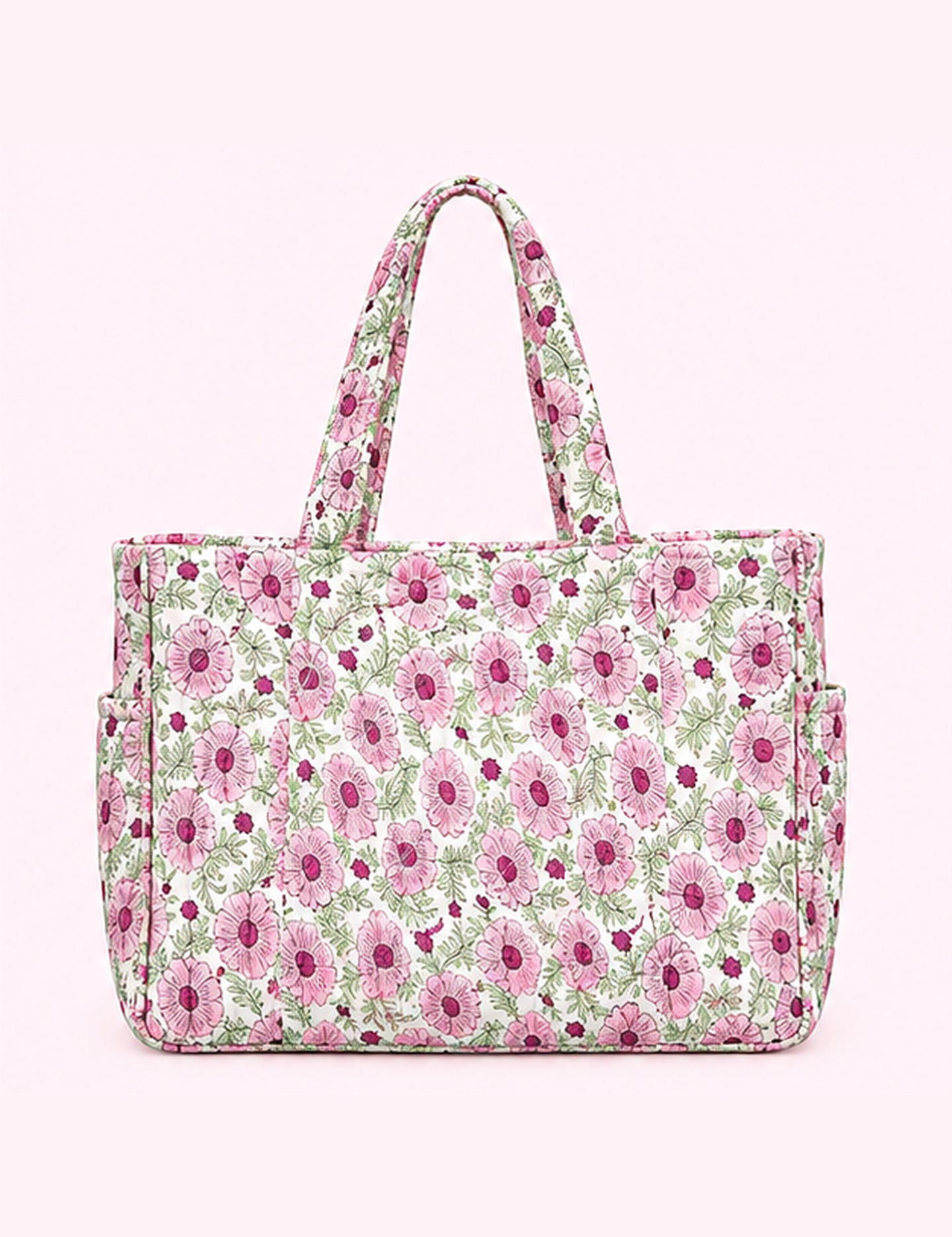 Ninety Nine Boutique super-pale pink accessory product photo: Pink Botanical Quilted Tote Bag (October 1, 2026)