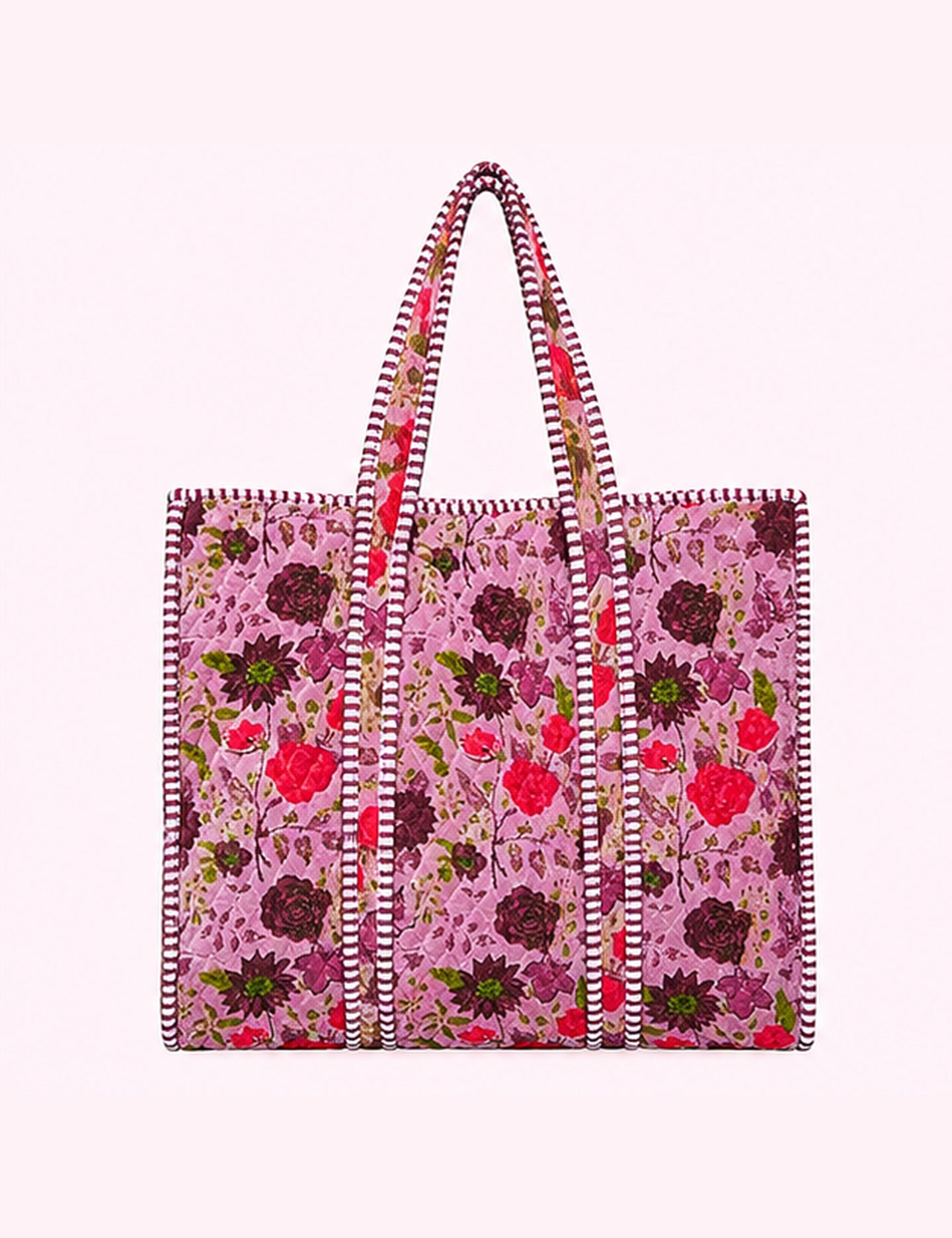 Ninety Nine Boutique super-pale pink accessory product photo: Purple Velvet Quilted Tote Bag (October 1, 2026)