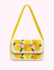 Ninety Nine Boutique super-pale pink accessory product photo: Yellow Beaded Shoulder Bag (October 1, 2026; complete bag and straps)