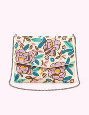 Ninety Nine Boutique super-pale pink accessory product photo: Floral Beaded Crossbody Purse (October 1, 2026; complete bag and straps)