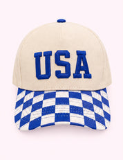 Ninety Nine Boutique super-pale pink accessory product photo: Blue Checkered USA Hat (October 1, 2026)