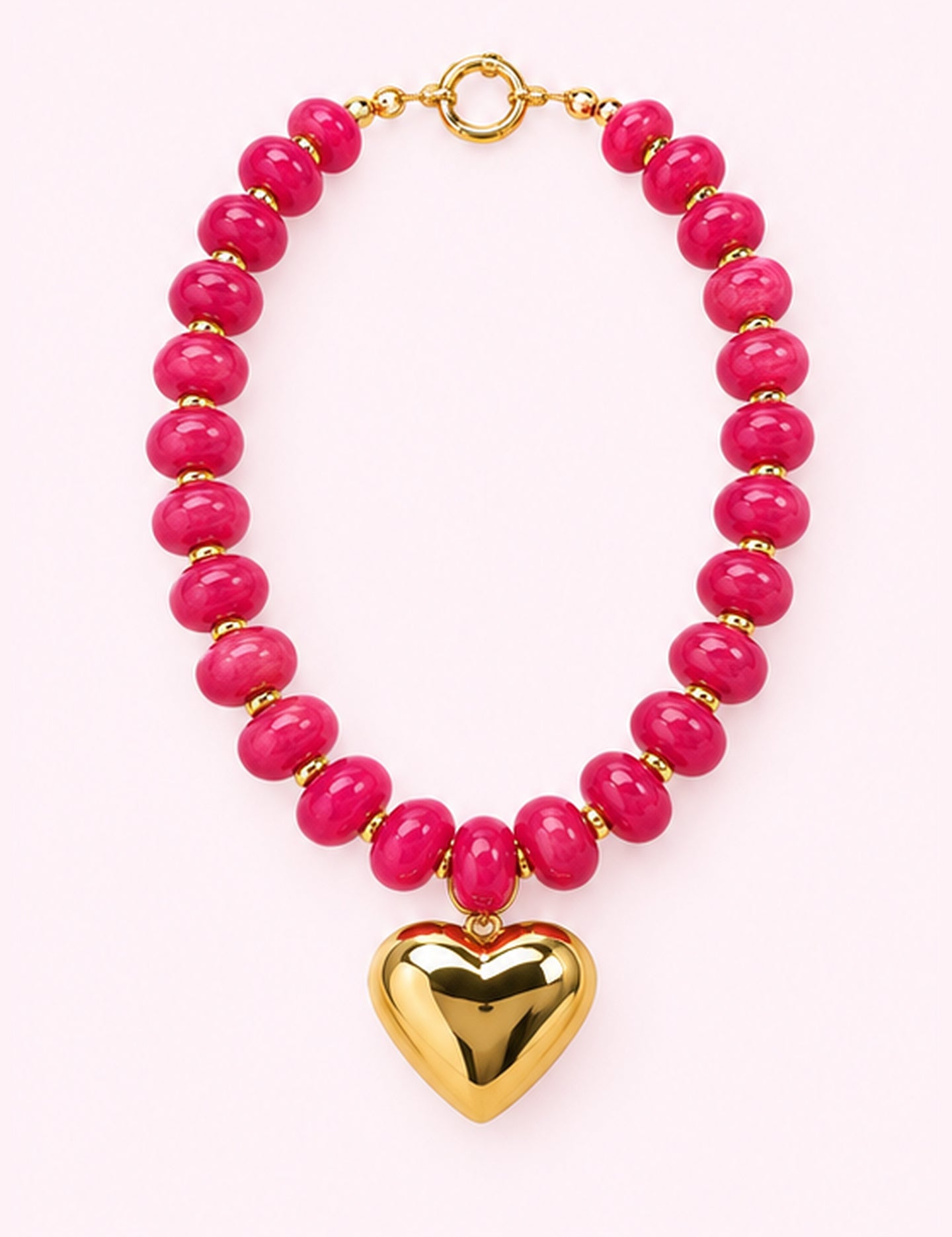Ninety Nine Boutique super-pale pink accessory product photo: Pink Stone Heart Charm Necklace (October 1, 2026)