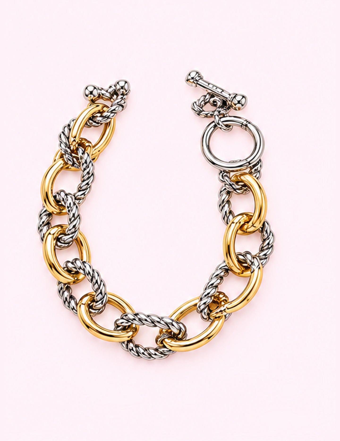 Ninety Nine Boutique super-pale pink accessory product photo: Mixed Gold & Silver Chain Bracelet (October 1, 2026)