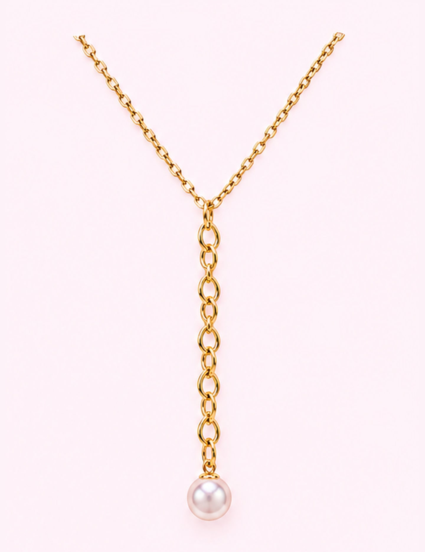 Ninety Nine Boutique super-pale pink accessory product photo: Gold Y-Drop Pearl Necklace (October 1, 2026)