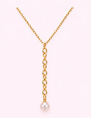 Ninety Nine Boutique super-pale pink accessory product photo: Gold Y-Drop Pearl Necklace (October 1, 2026)