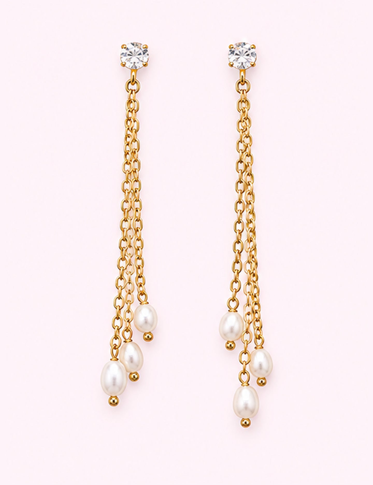 Ninety Nine Boutique super-pale pink accessory product photo: Crystal Stud Pearl Duster Earring (October 1, 2026)