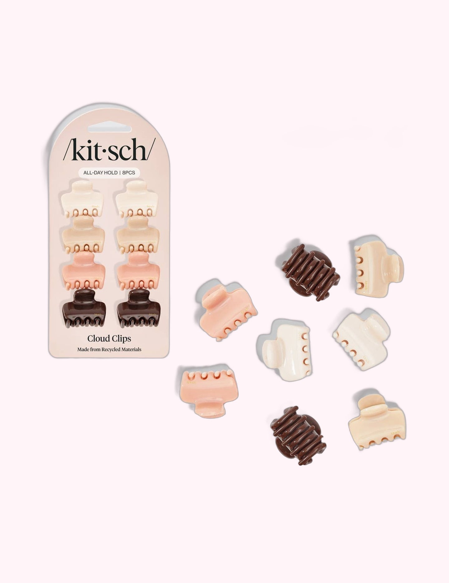 Ninety Nine Boutique super-pale pink accessory product photo: Recycled Plastic Mini Cloud Claw Clips 8pc Set - Rosewood (October 2, 2026)