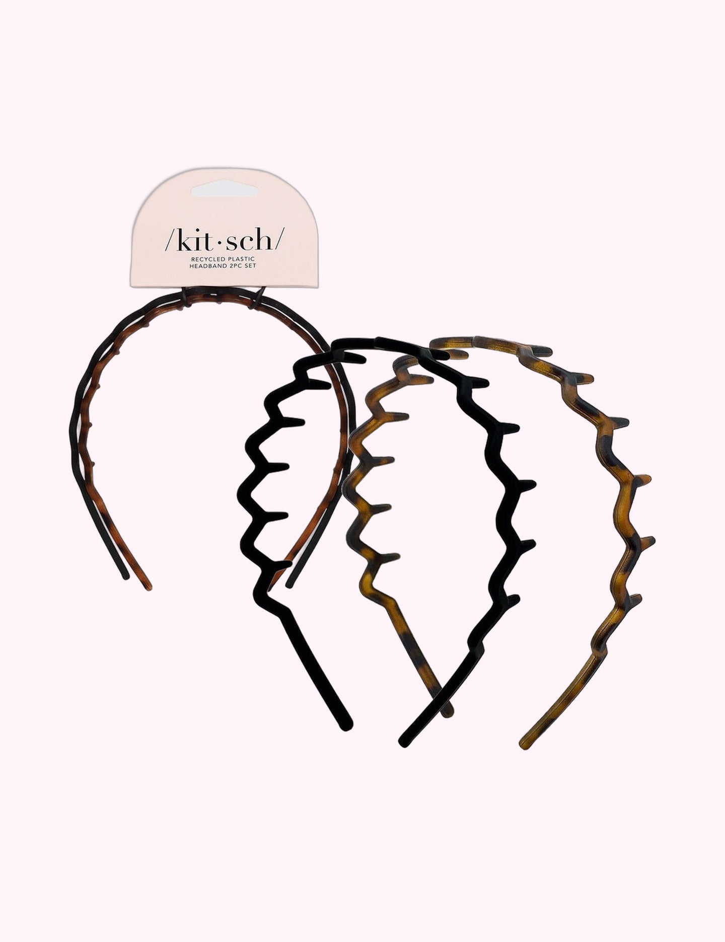 Ninety Nine Boutique super-pale pink accessory product photo: Zig Zag Headband 2pc - Black & Tort (October 2, 2026)