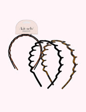 Ninety Nine Boutique super-pale pink accessory product photo: Zig Zag Headband 2pc - Black & Tort (October 2, 2026)