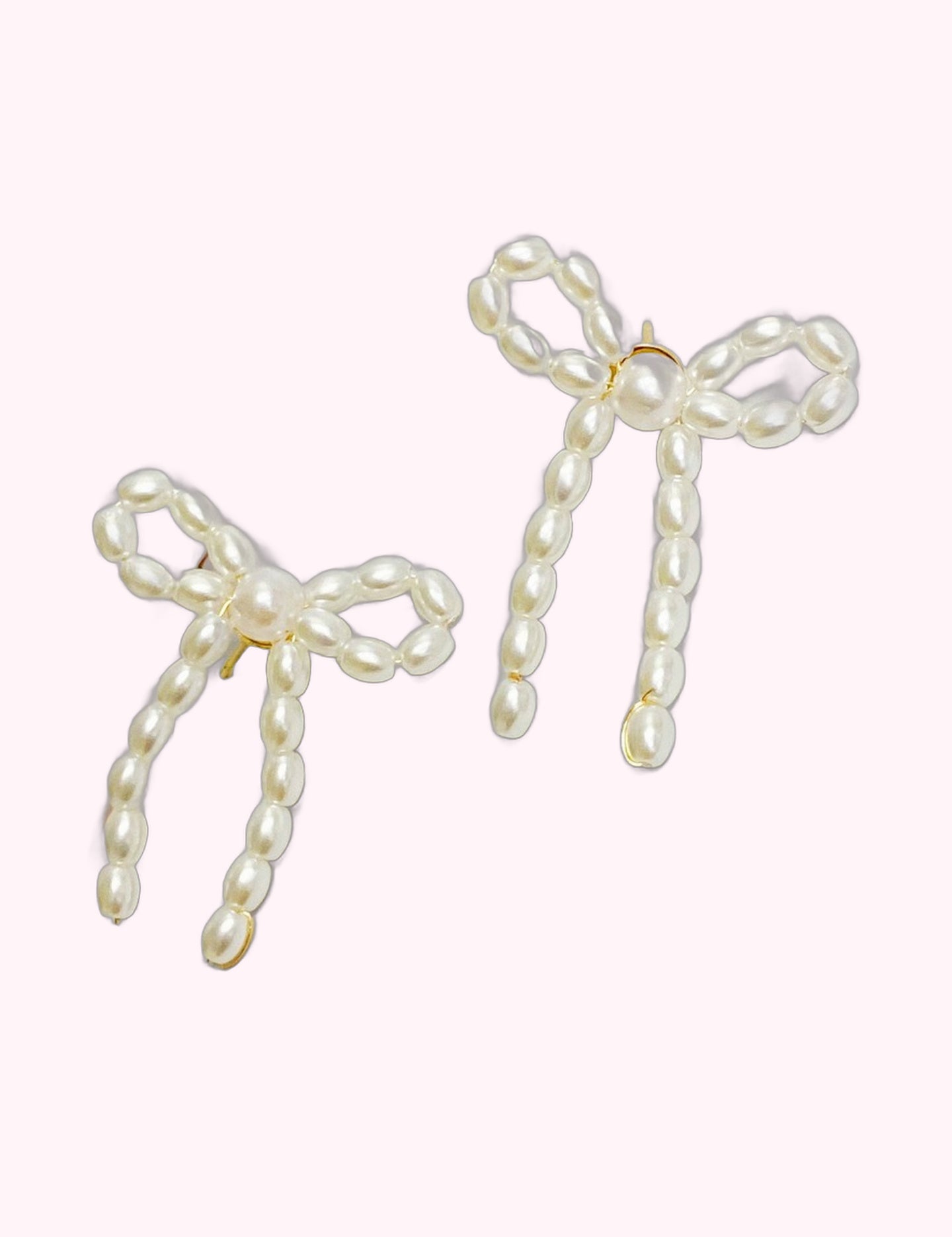 Ninety Nine Boutique super-pale pink accessory product photo: Pearl Bow Ballerina Earrings (October 2, 2026)