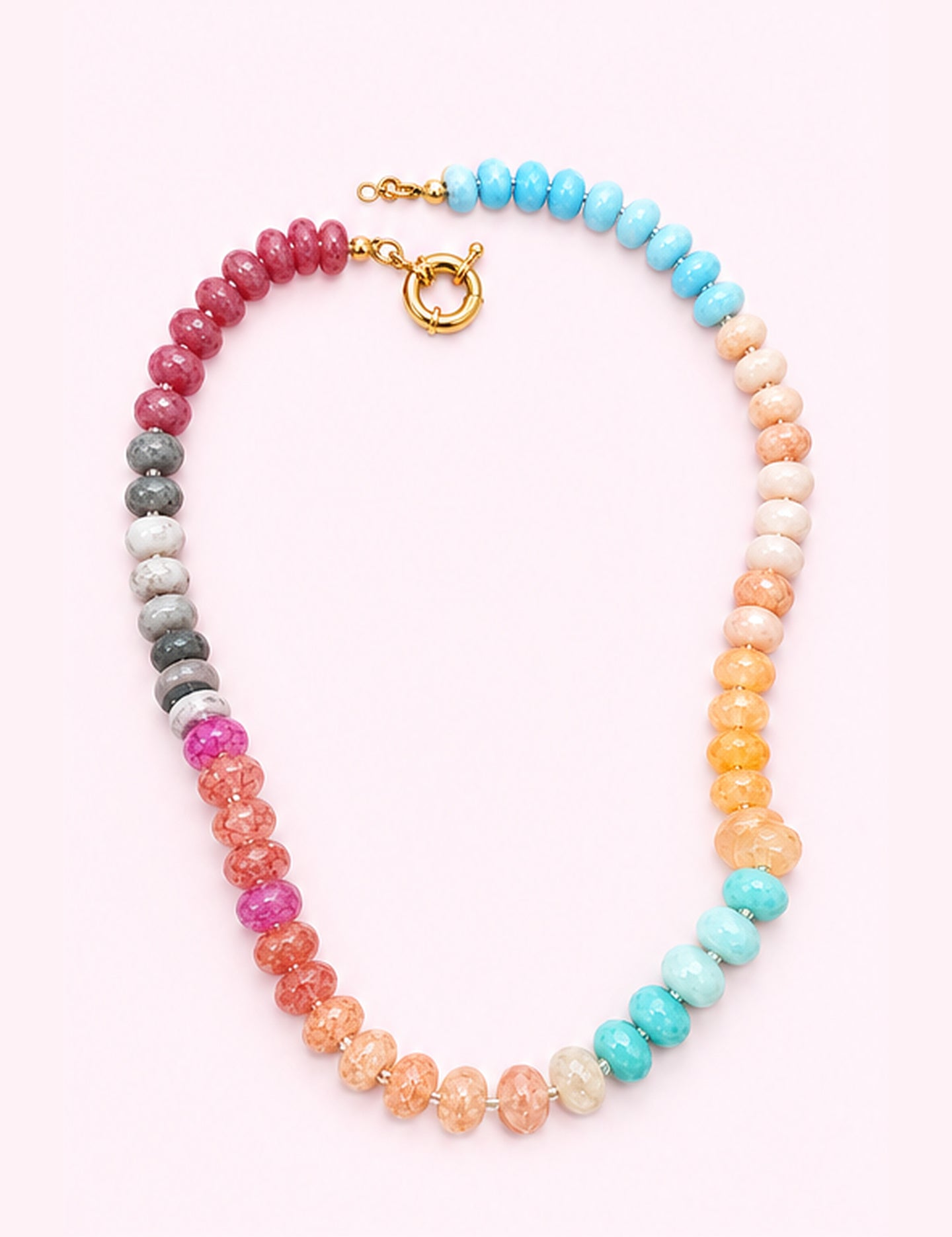 Ninety Nine Boutique super-pale pink accessory product photo: Natural Stone Color Mixed Necklace (October 1, 2026)