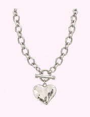 Ninety Nine Boutique super-pale pink accessory product photo: Silver Hammered Heart Toggle Necklace (October 1, 2026)