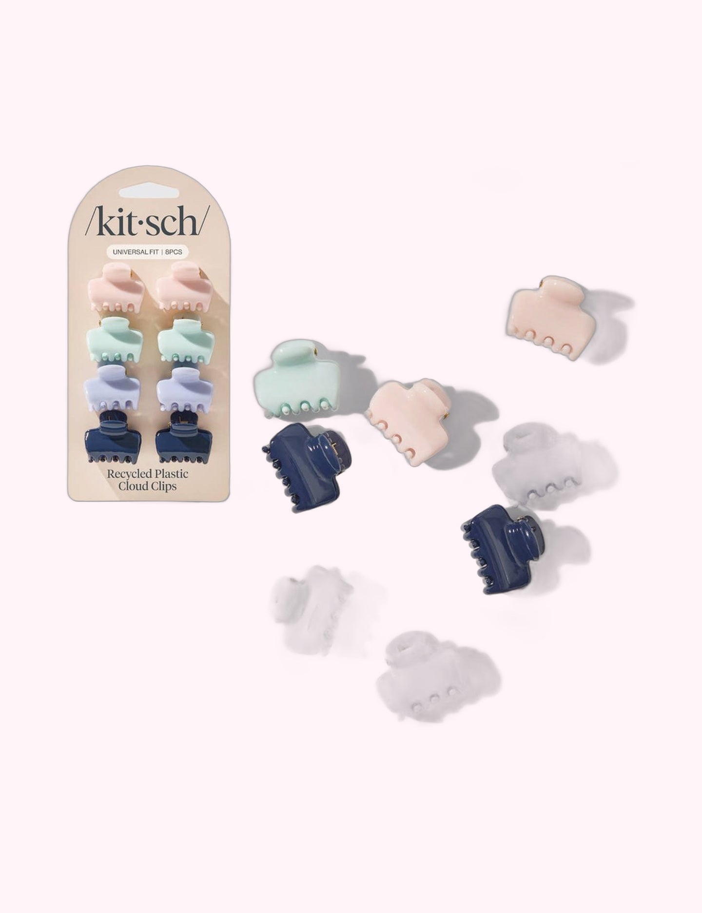 Ninety Nine Boutique super-pale pink accessory product photo: Recycled Plastic Mini Cloud Clips 8pc Set- Garden Bouquet (October 2, 2026)