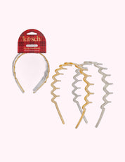 Ninety Nine Boutique super-pale pink accessory product photo: Recycled Plastic Zigzag Headbands 2pc Set - Gold & Silver (October 2, 2026)