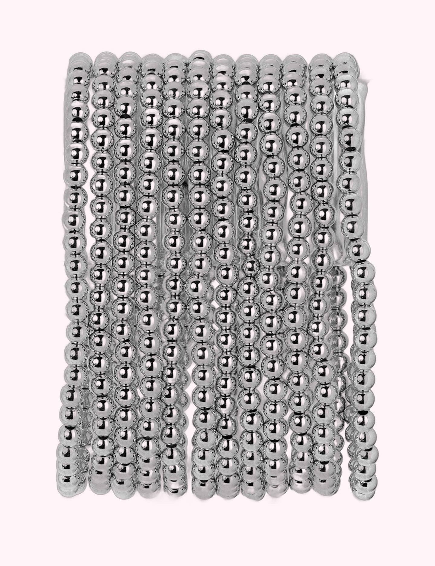 Ninety Nine Boutique super-pale pink accessory product photo: Beaded Stretch Bracelet Silver - 4mm (October 2, 2026)