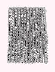 Ninety Nine Boutique super-pale pink accessory product photo: Beaded Stretch Bracelet Silver - 4mm (October 2, 2026)