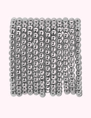 Ninety Nine Boutique super-pale pink accessory product photo: Beaded Stretch Bracelet Silver - 6mm (October 2, 2026)