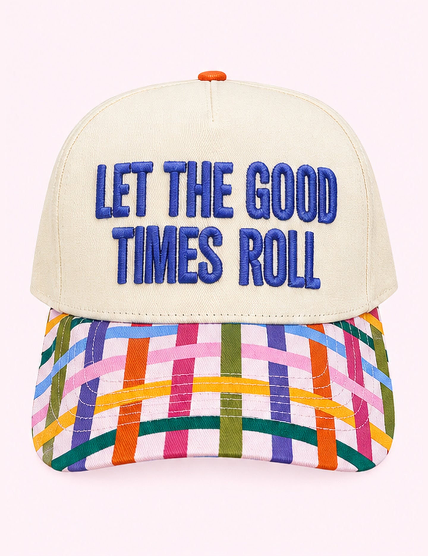 Ninety Nine Boutique super-pale pink accessory product photo: Let The Good Times Roll Trucker Hat (October 1, 2026)