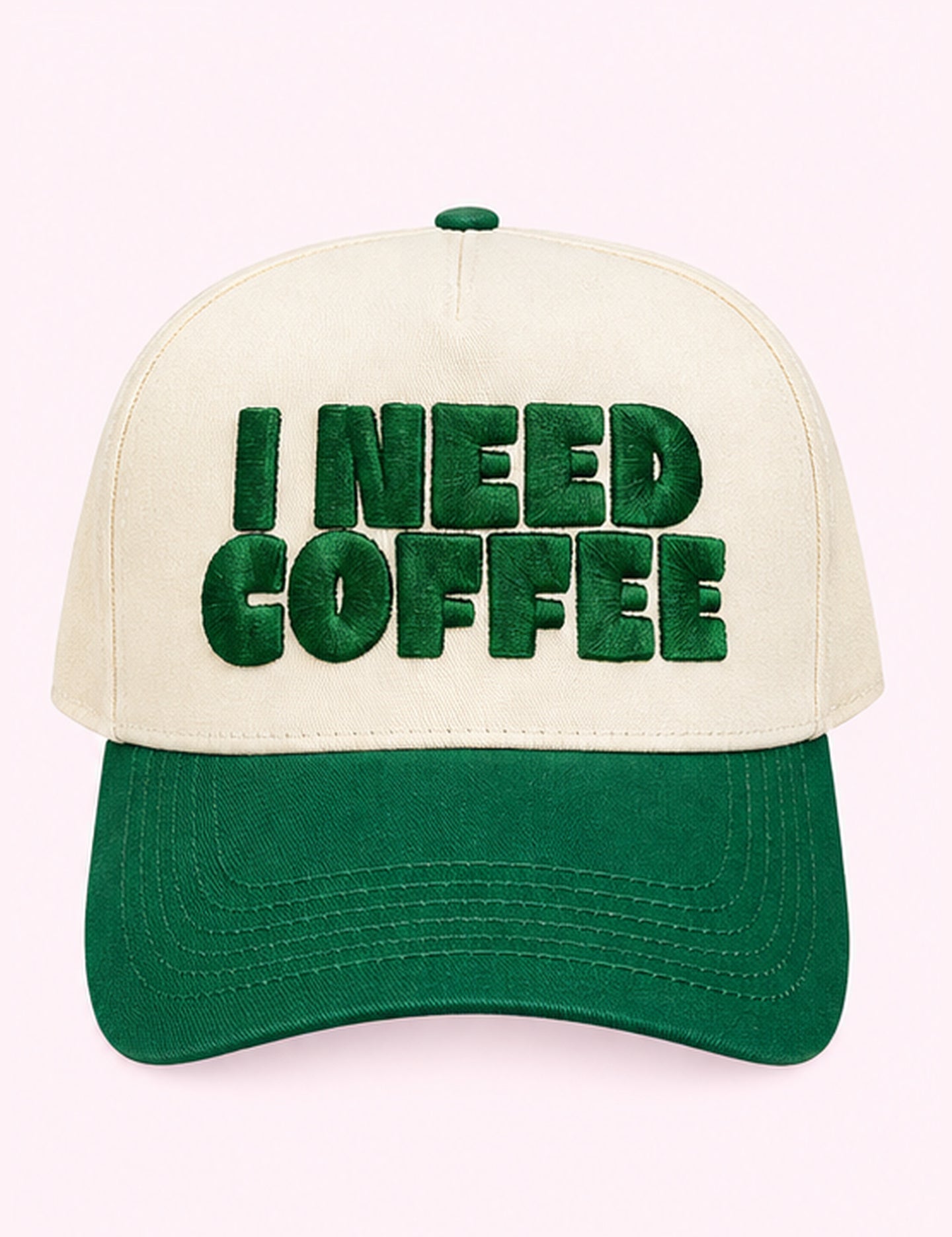 Ninety Nine Boutique super-pale pink accessory product photo: I Need Coffee Trucker Hat (October 1, 2026)