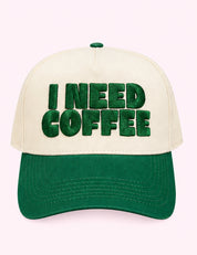Ninety Nine Boutique super-pale pink accessory product photo: I Need Coffee Trucker Hat (October 1, 2026)