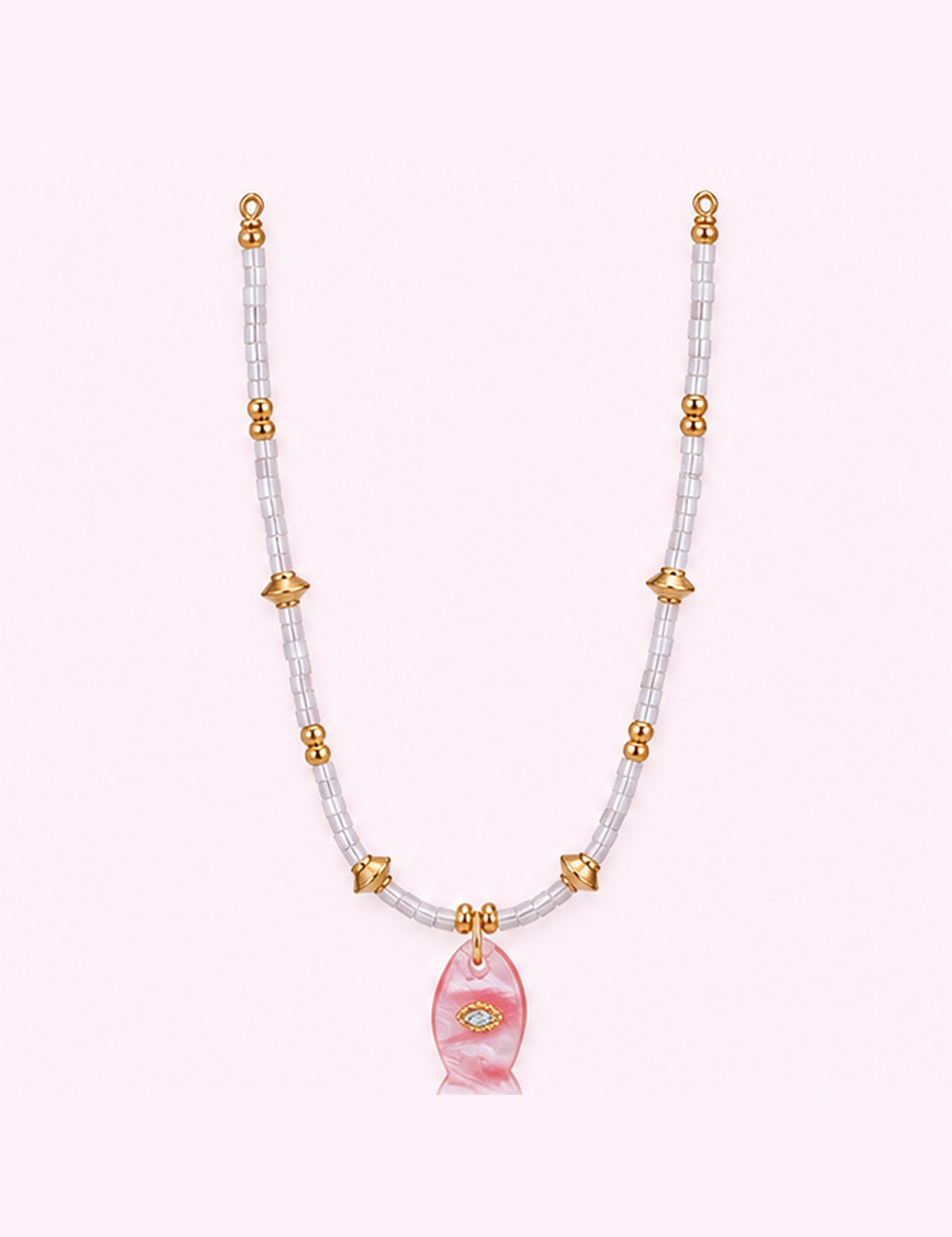 Ninety Nine Boutique super-pale pink accessory product photo: Pink Fish Necklace With Gem (October 1, 2026)