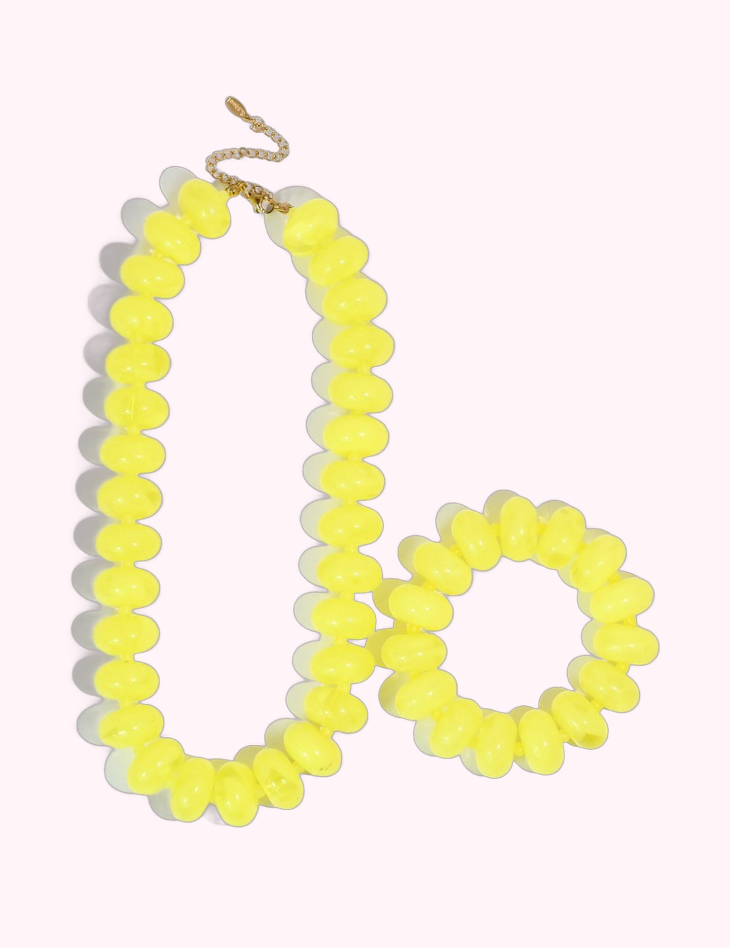 Ninety Nine Boutique super-pale pink accessory product photo: Yellow Beaded Necklace & Bracelet Set (October 2, 2026)