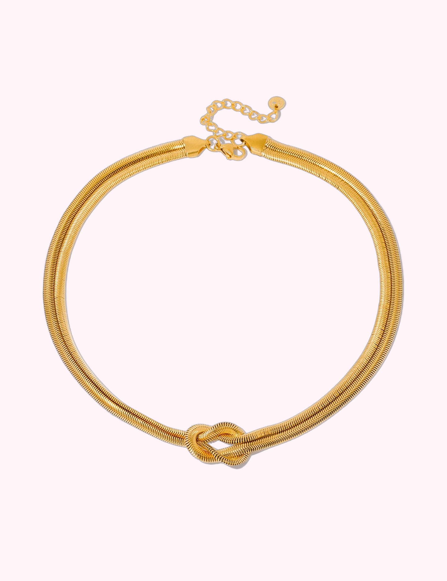 Ninety Nine Boutique super-pale pink accessory product photo: Gold Knotted Necklace (October 2, 2026)