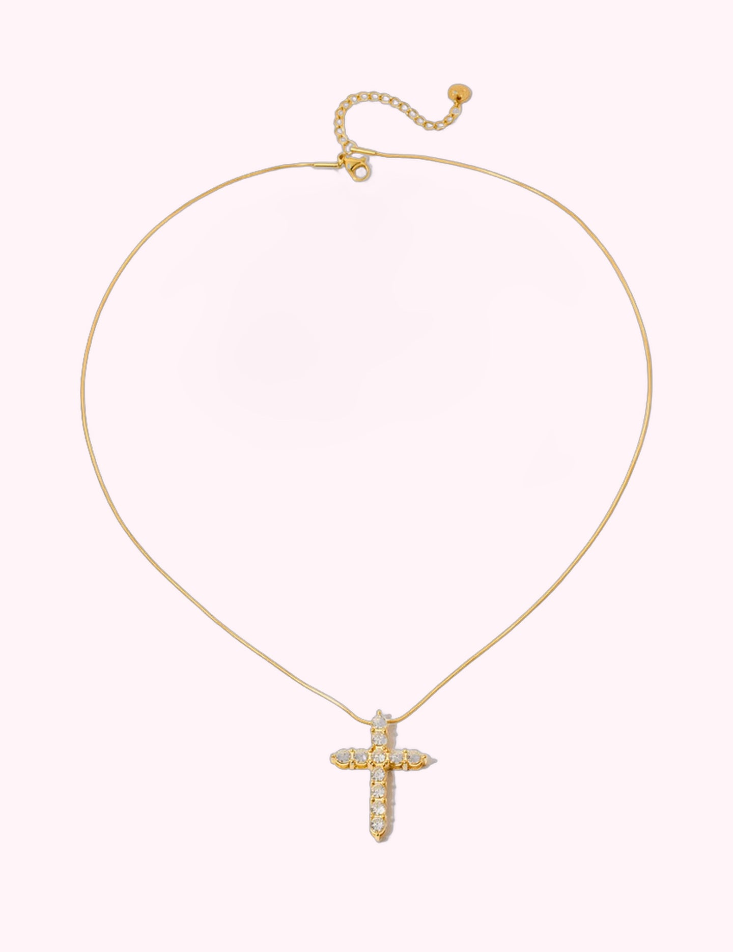 Ninety Nine Boutique super-pale pink accessory product photo: Gold Diamond Cross Necklace (October 2, 2026)