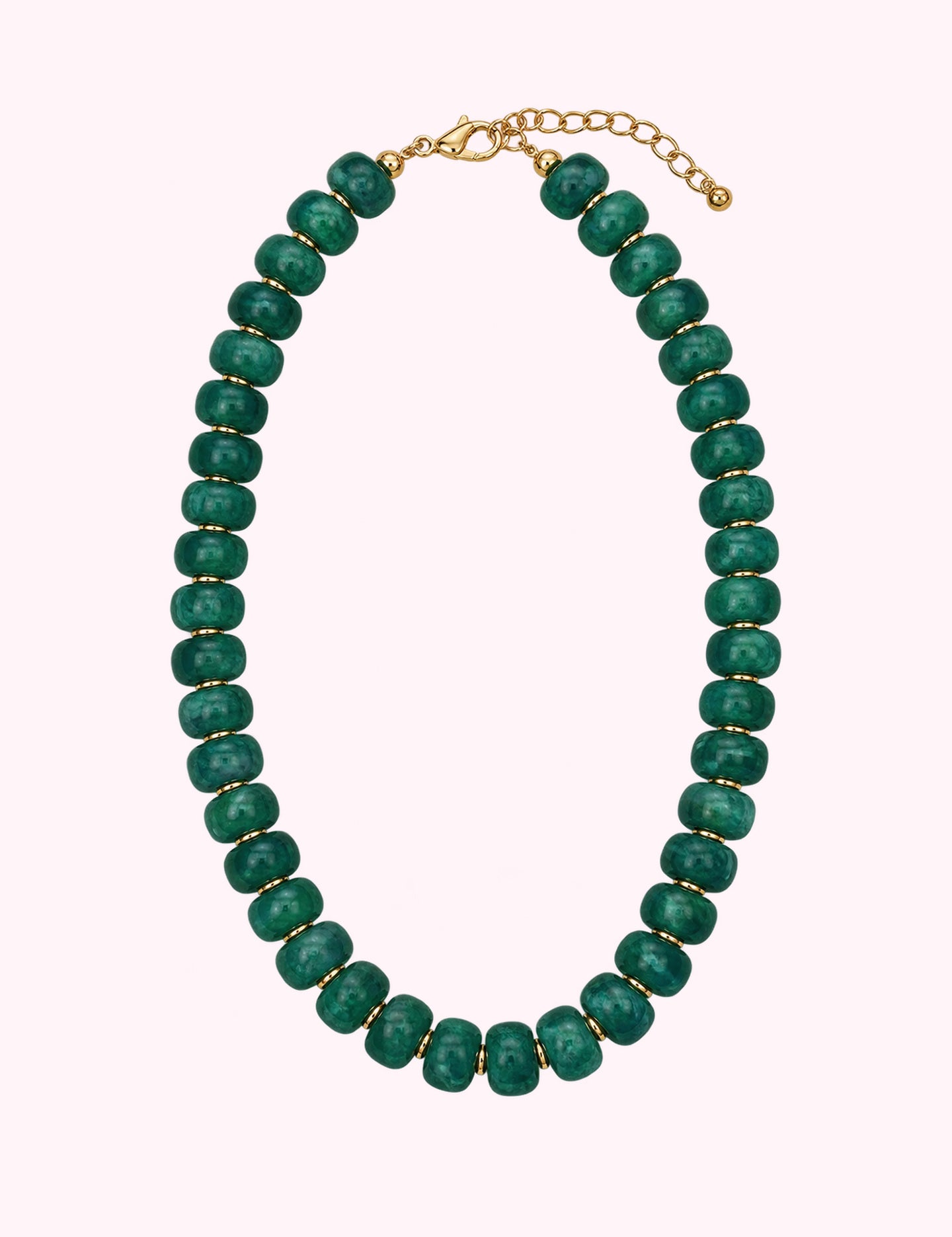 Ninety Nine Boutique super-pale pink accessory product photo: Green Flat Bead Necklace (October 7, 2026)