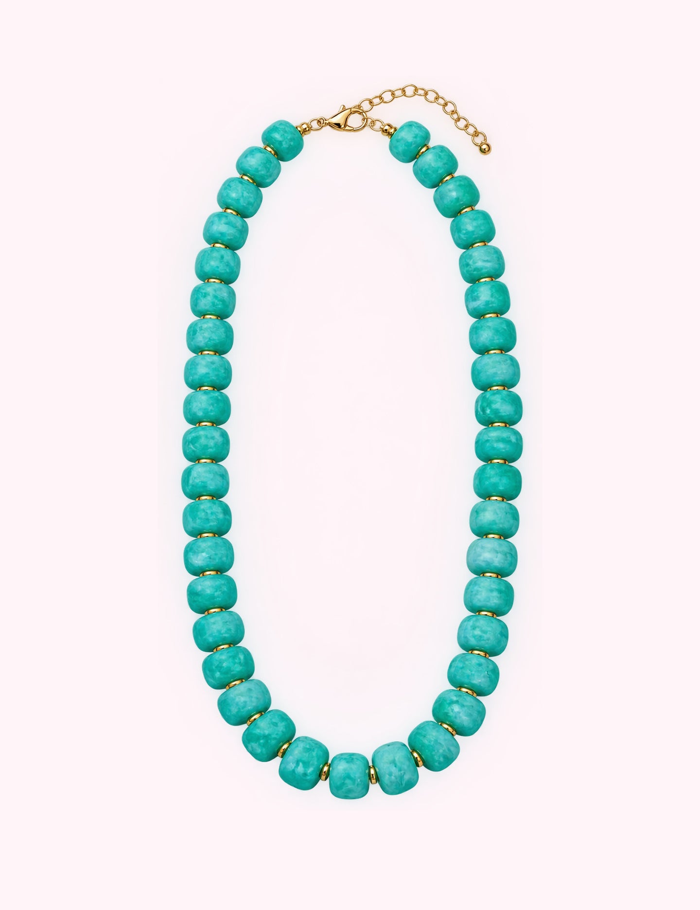 Ninety Nine Boutique super-pale pink accessory product photo: Teal Flat Bead Necklace (October 7, 2026)