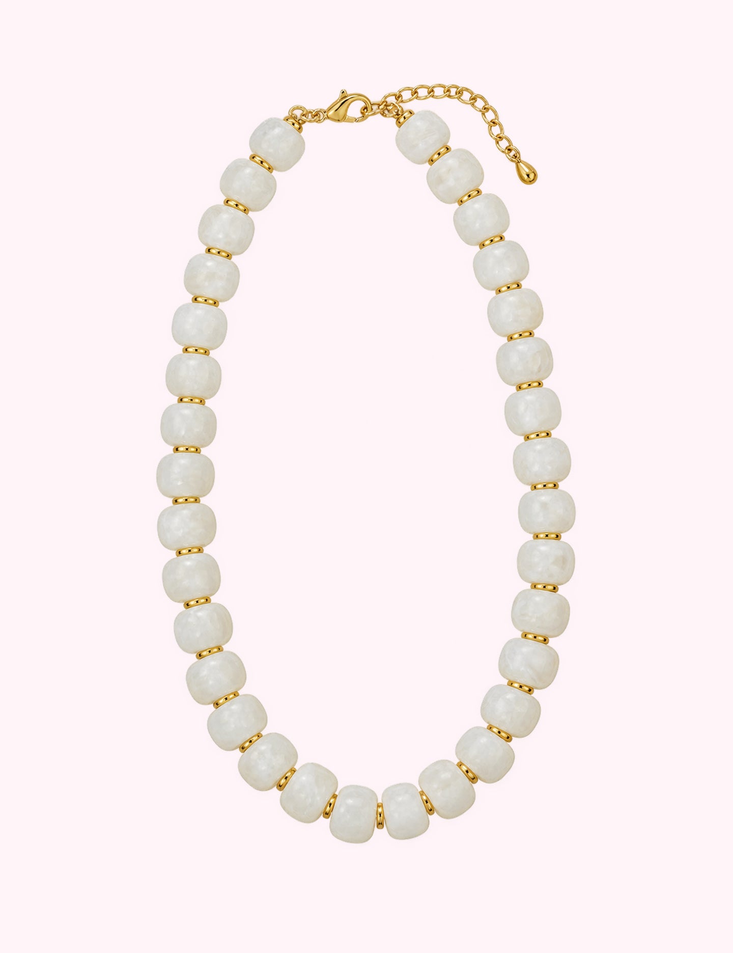 Ninety Nine Boutique super-pale pink accessory product photo: Cream Flat Bead Necklace (October 7, 2026)