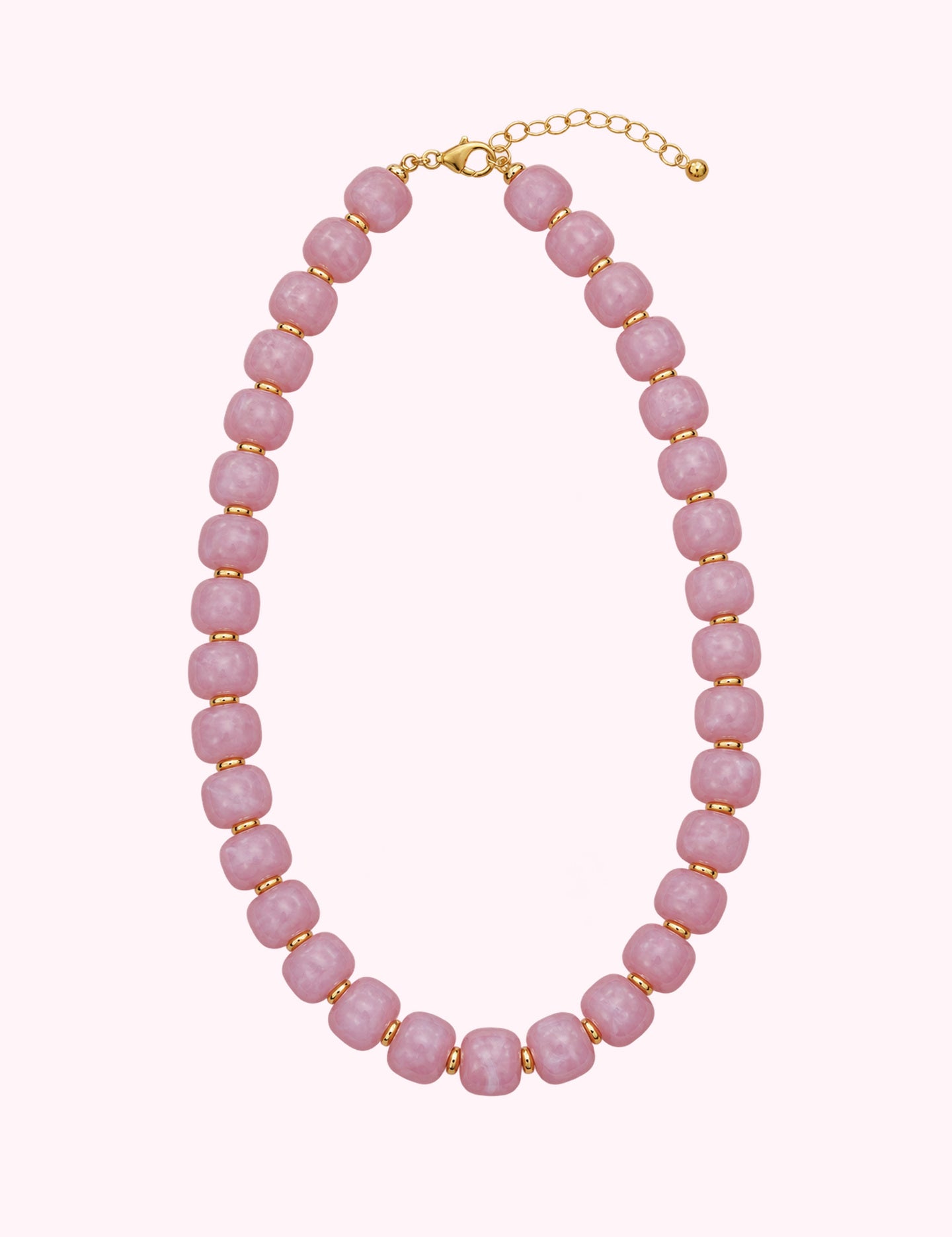 Ninety Nine Boutique super-pale pink accessory product photo: Light Pink Flat Bead Necklace (October 7, 2026)