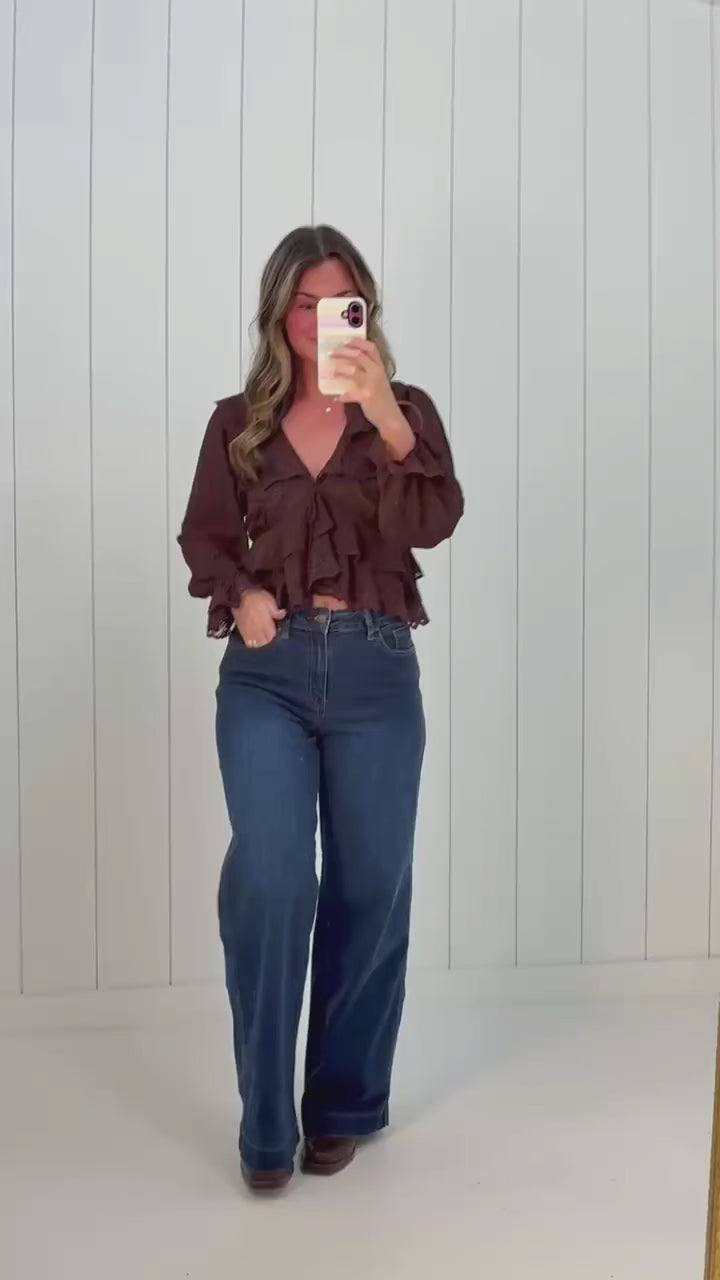 Brown Longsleeve Lace Top