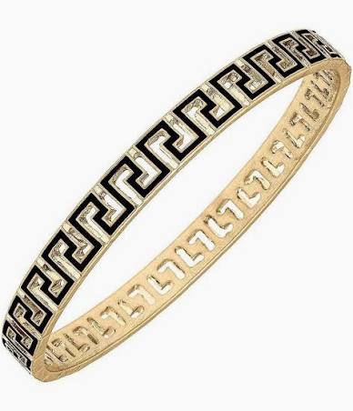 Camille Game Day Greek Keys Enamel Bangle Bracelet