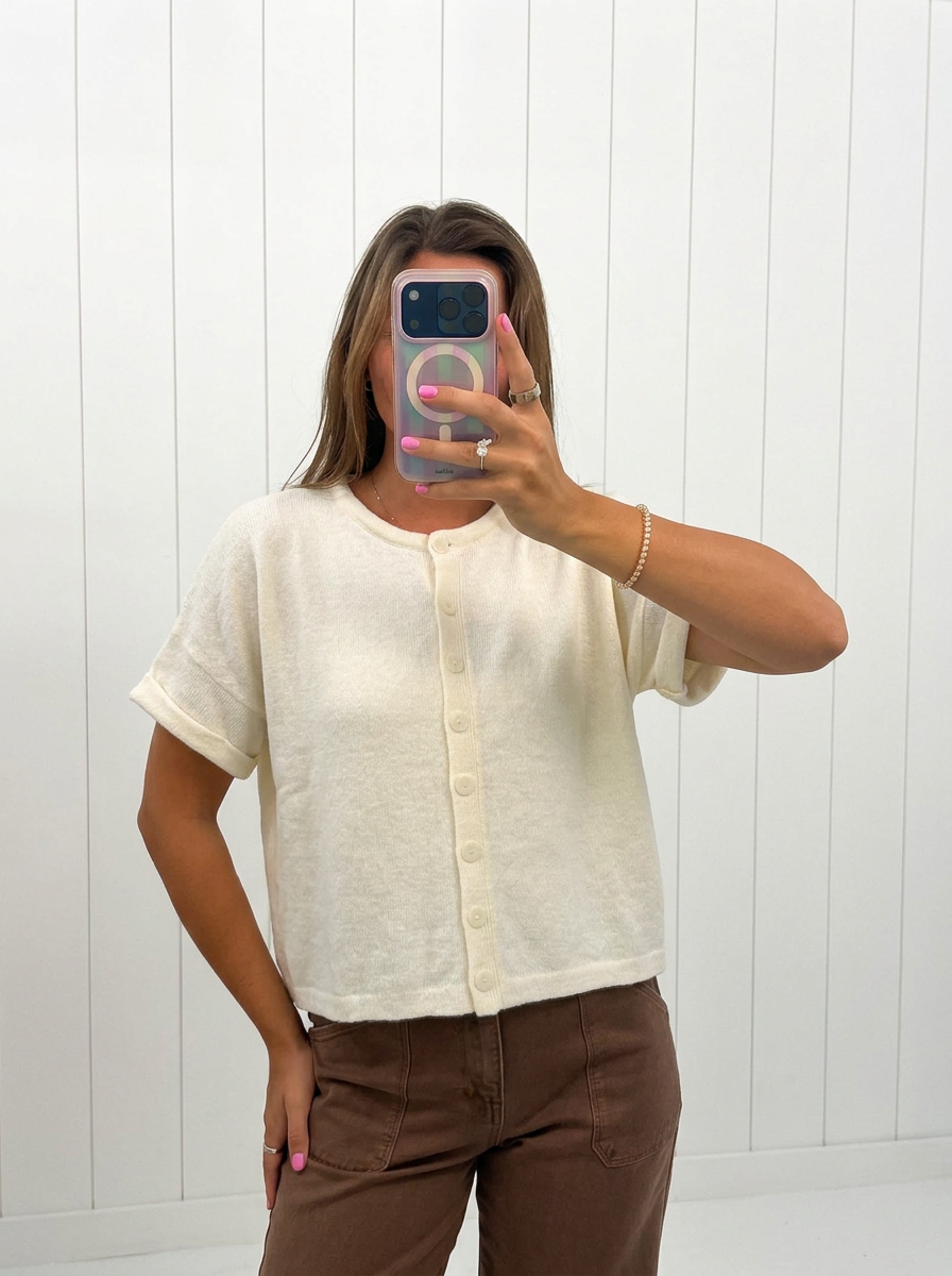 Cream Short Cardigan