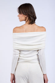 White Off Shoulder Sweater