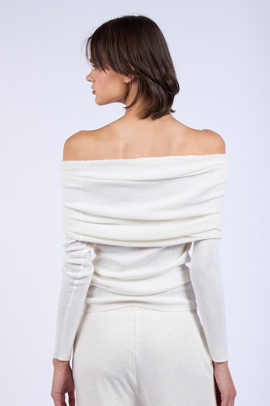 White Off Shoulder Sweater