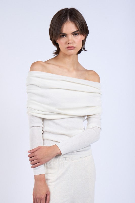White Off Shoulder Sweater