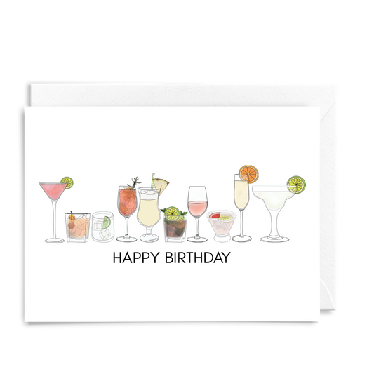 Happy Birthday Cocktails Greeting Card - 21st Birthday Card