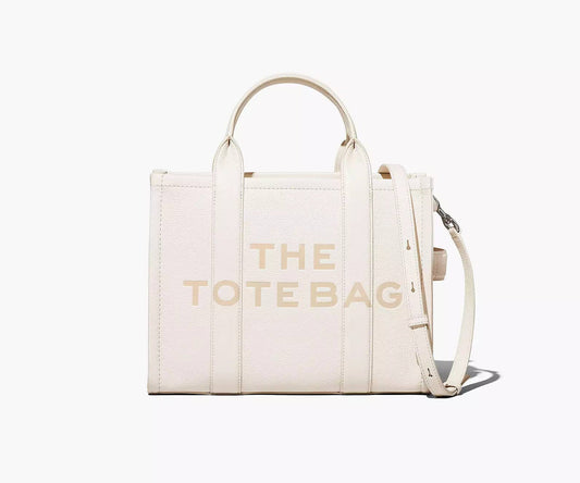 Women's handbag leather tote bag with Zipper: One size / white