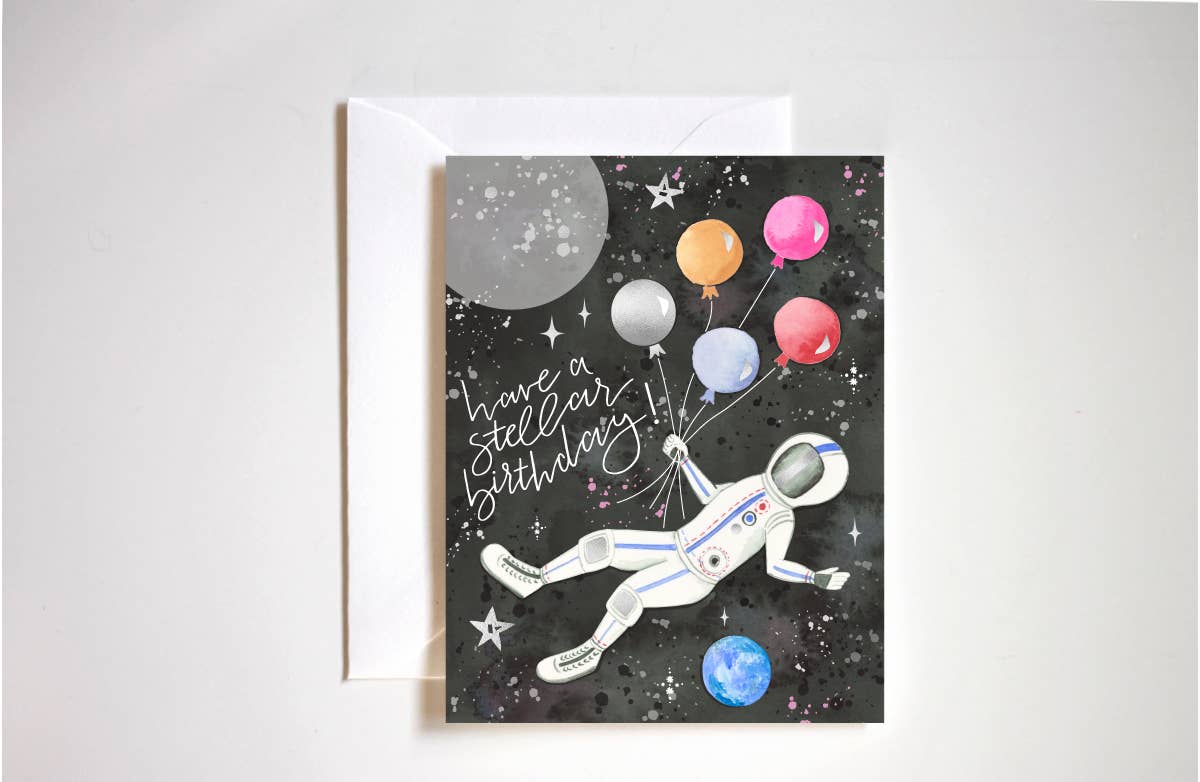 have a stellar birthday outer space card
