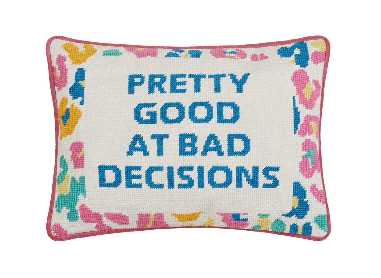 Pretty Good Embroidered Needlepoint Pillow