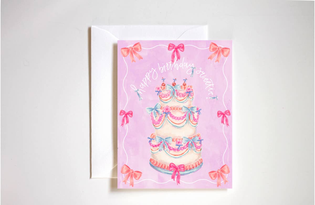 happy birthday sweetie bow cake card