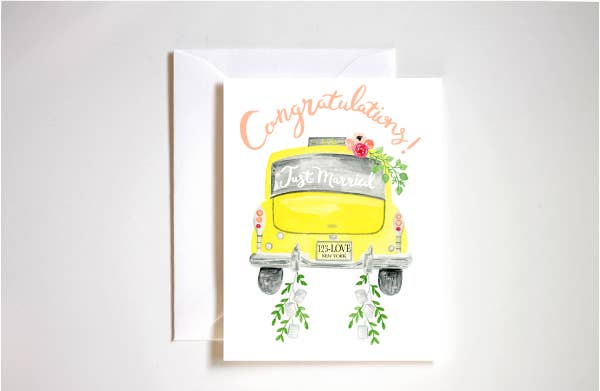 Congratulations! Just Married Taxi Love Greeting Card