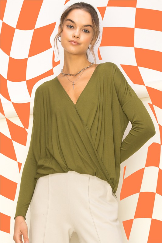 Kimberly Olive Green Long Sleeve Top - READY TO SHIP